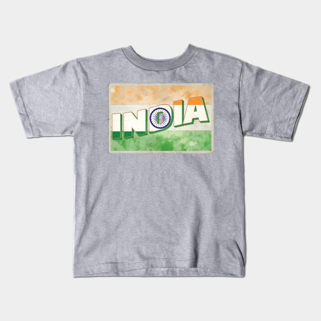 India Vintage style retro souvenir Kids T-Shirt by DesignerPropo